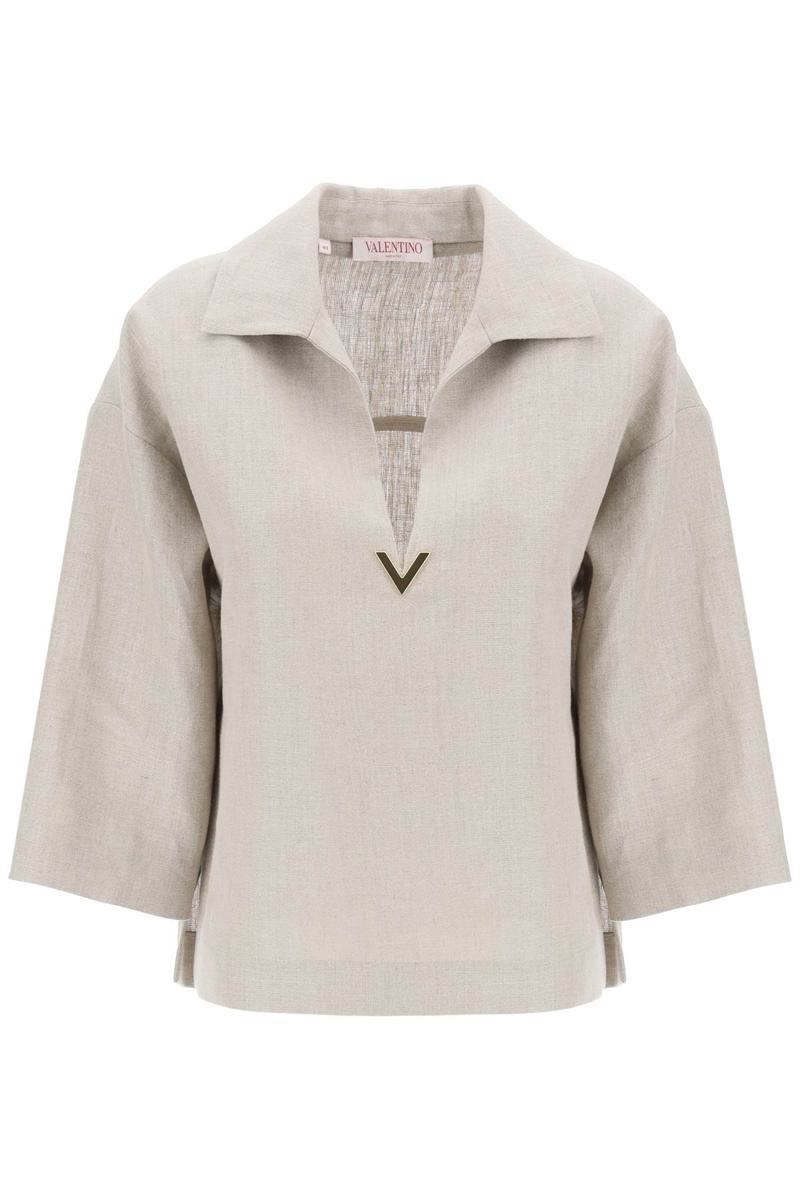 Valentino Linen Canvas Tunic Garment For In Beige