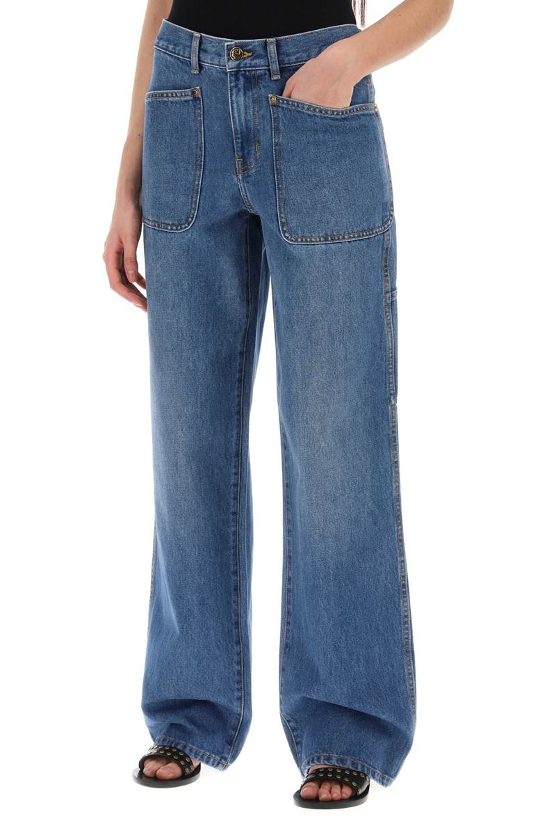 Shop Tory Burch High-waisted Cargo Style Jeans In In Blu