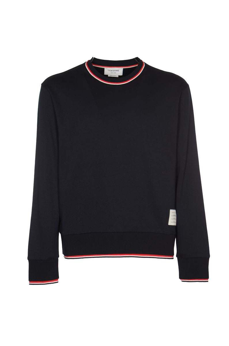 Shop Thom Browne Cotton Crew-neck Sweatshirt In Blue