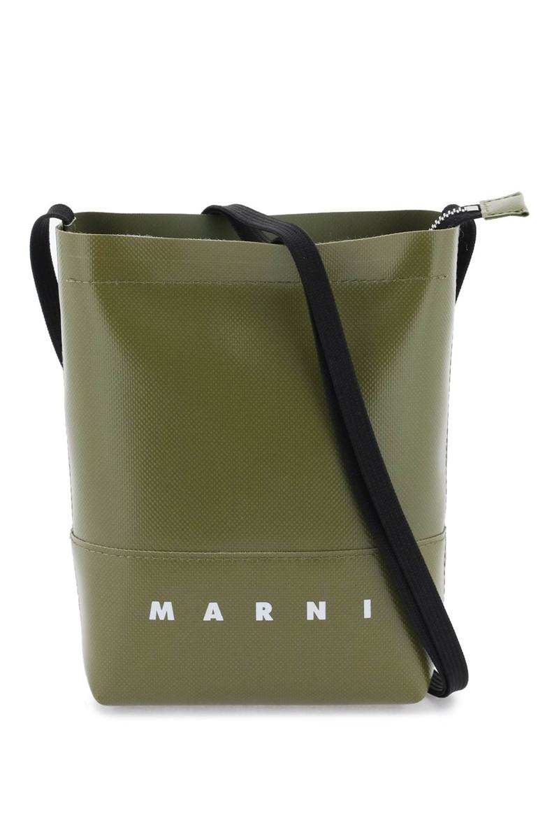 Shop Marni Coated Canvas Crossbody Bag In Verde
