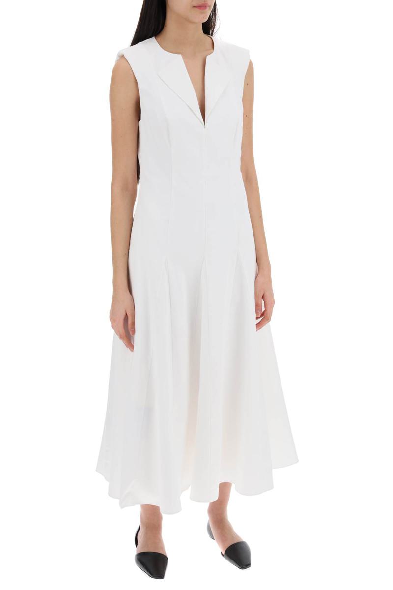 Shop Roland Mouret Cotton Poplin Midi Dress In In Bianco