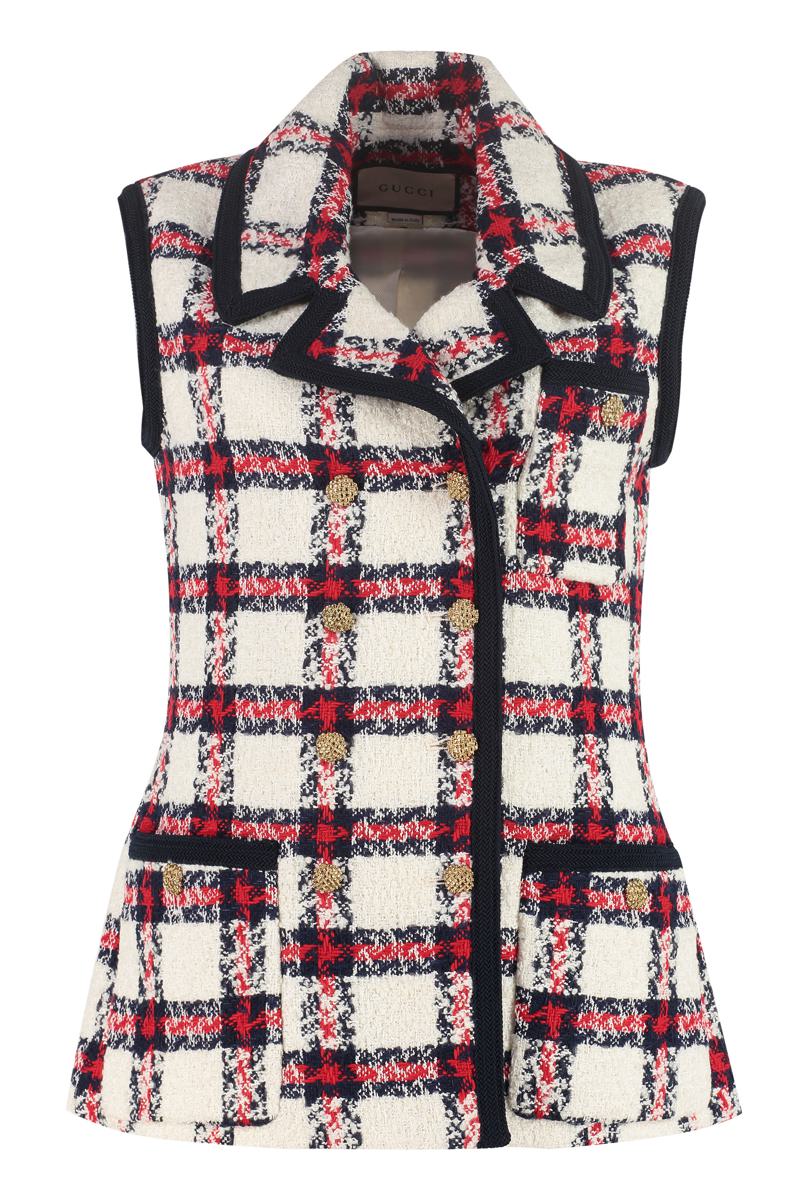 Shop Gucci Tweed Vest In Ivory