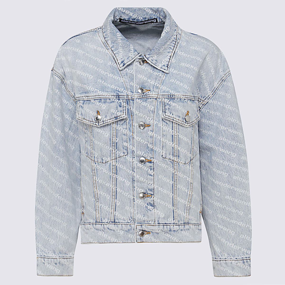 Shop Alexander Wang Light Blue Cotton Casual Jacket In Pebble Bleach