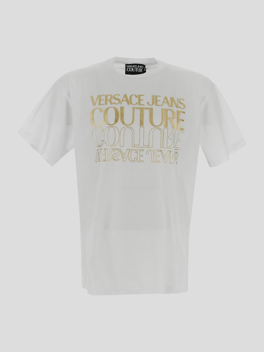 Shop Versace Jeans Couture T-shirts And Polos In Whitegold