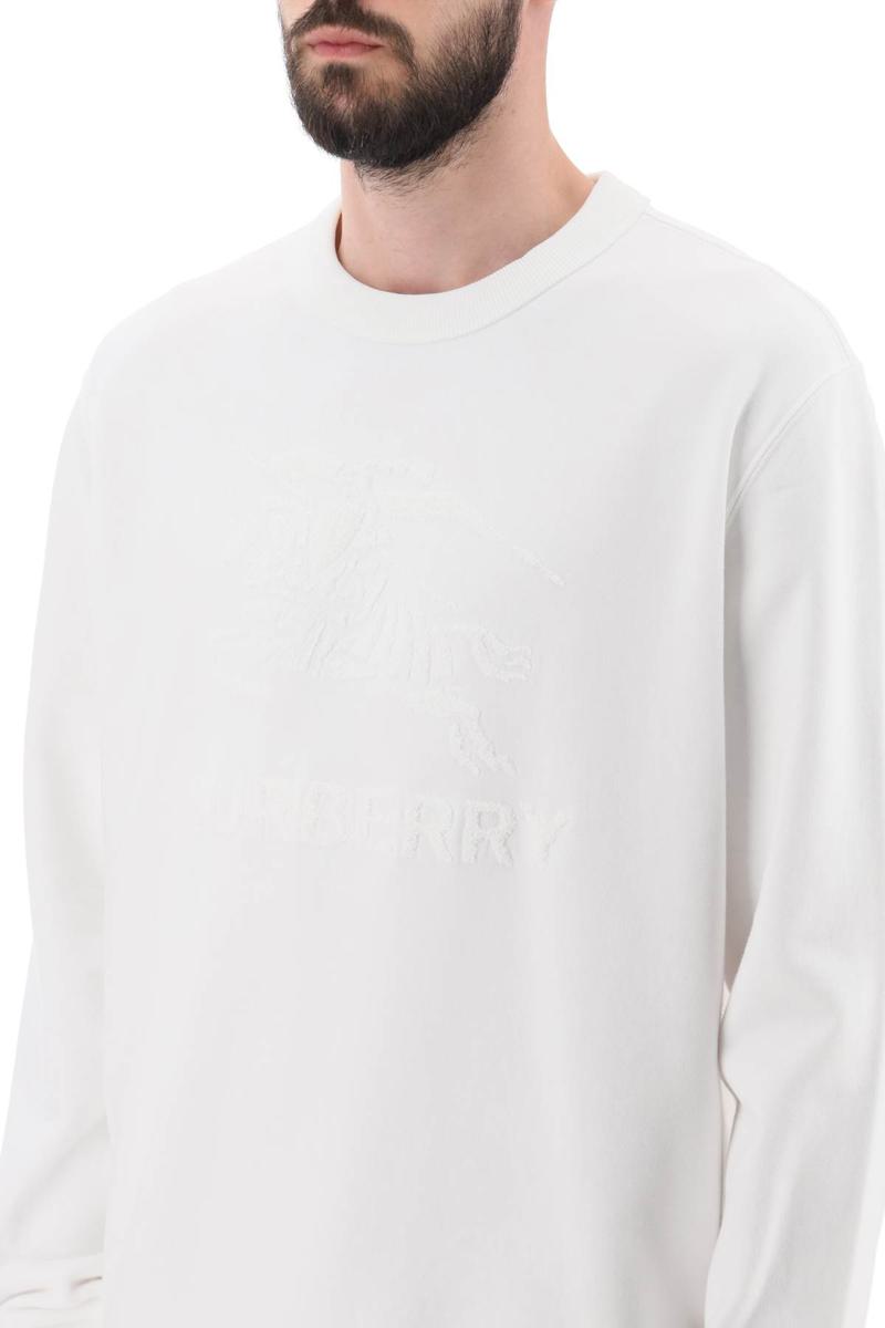 Shop Burberry 'rayner' Crew-neck Sweatshirt With Equestrian Knight In Bianco