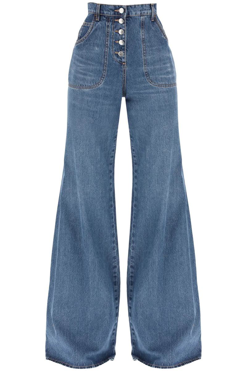 Shop Etro Jeans With Back Foliage Embroidery In Celeste