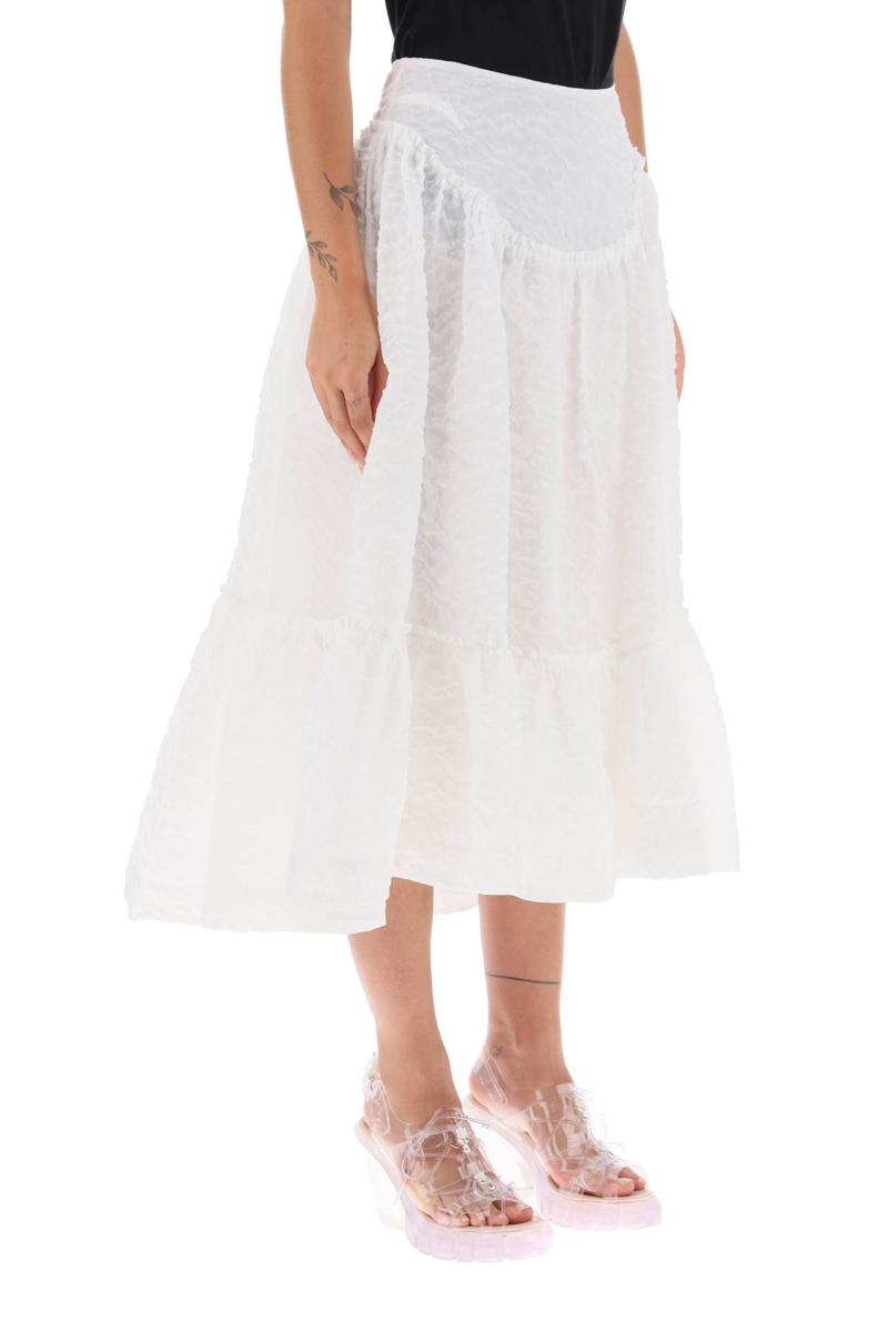 Shop Simone Rocha Cloqué Yoke Skirt In Bianco