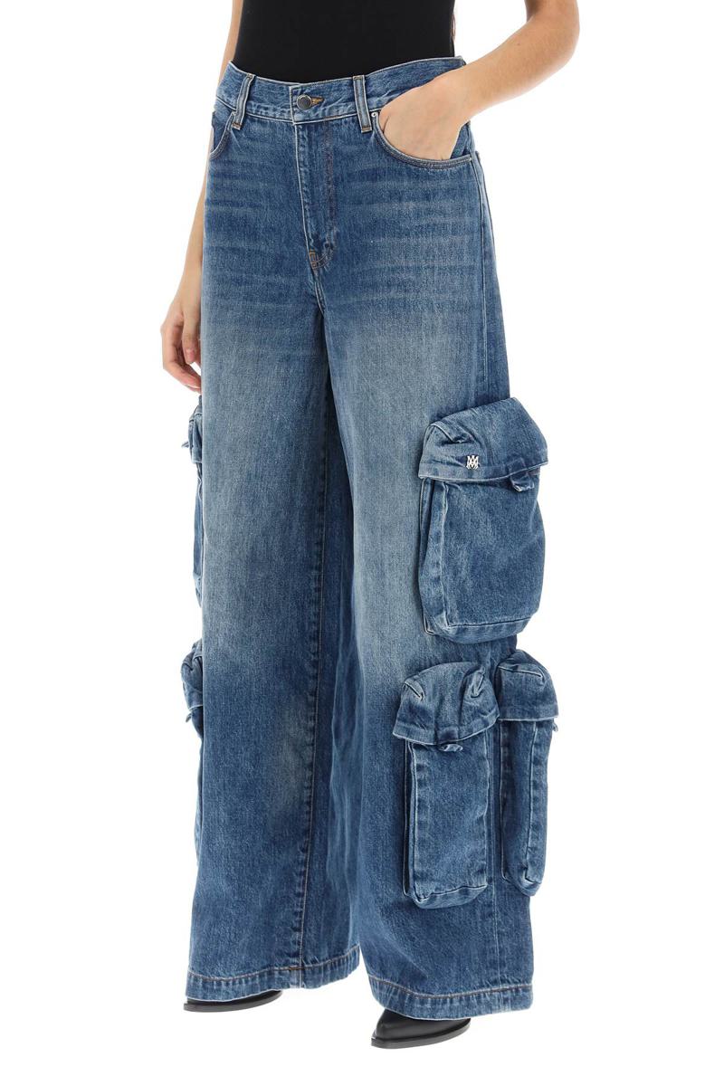Shop Amiri Baggy Cargo Jeans In Blu