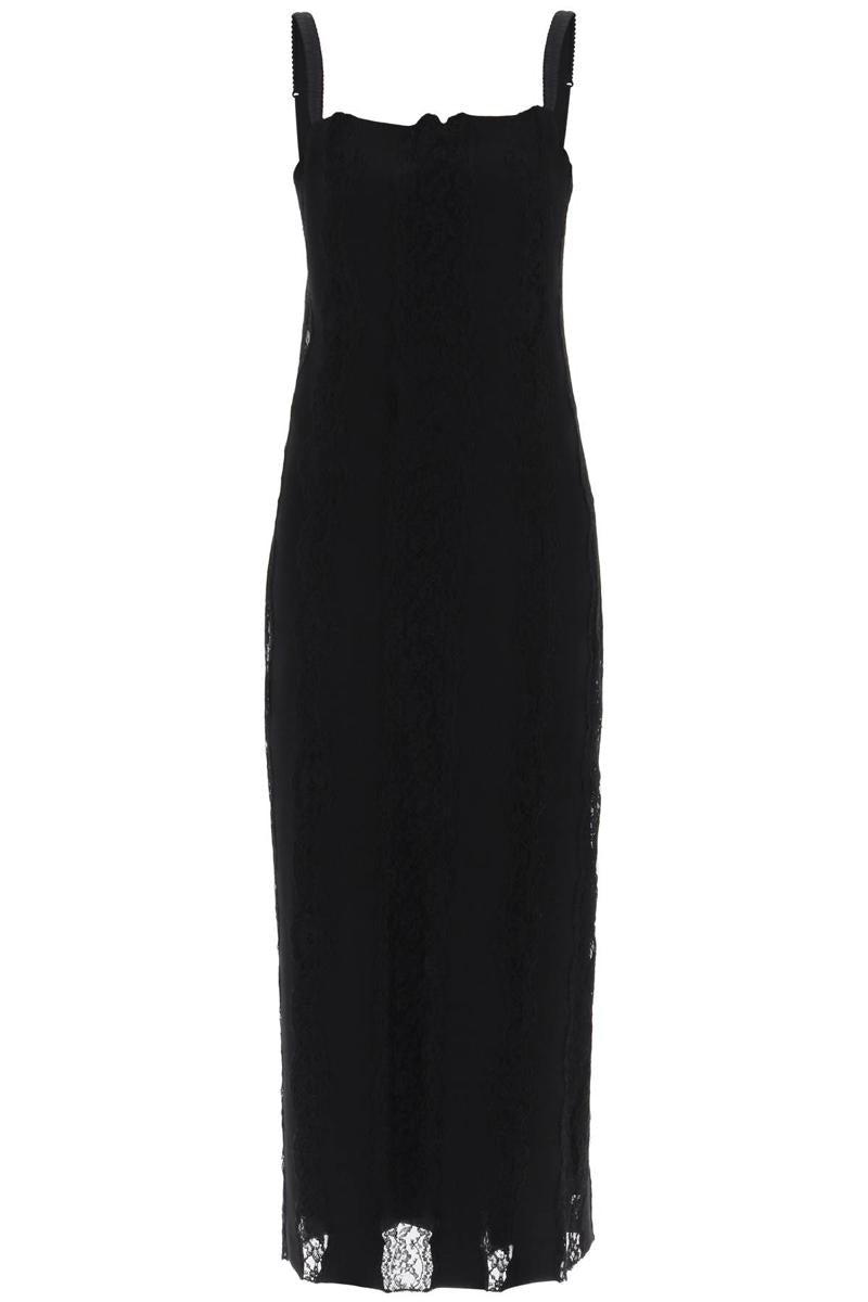 Shop Dolce & Gabbana Jersey And Lace Maxi Dress In Nero