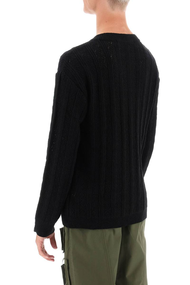 Shop Andersson Bell Dragon Pointelle Knit Sweater In Nero