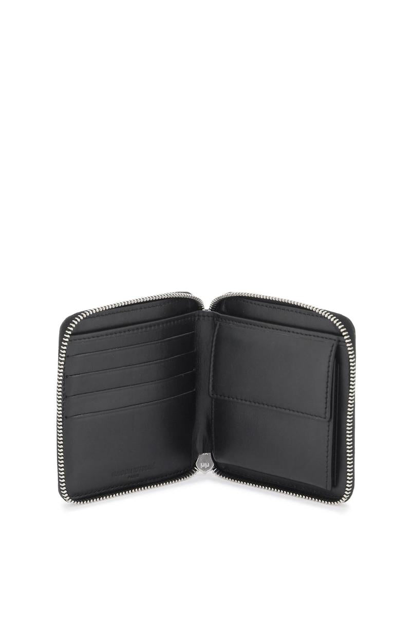 Shop Maison Kitsuné Fox Head Zip-around Wallet Portfolio In Nero