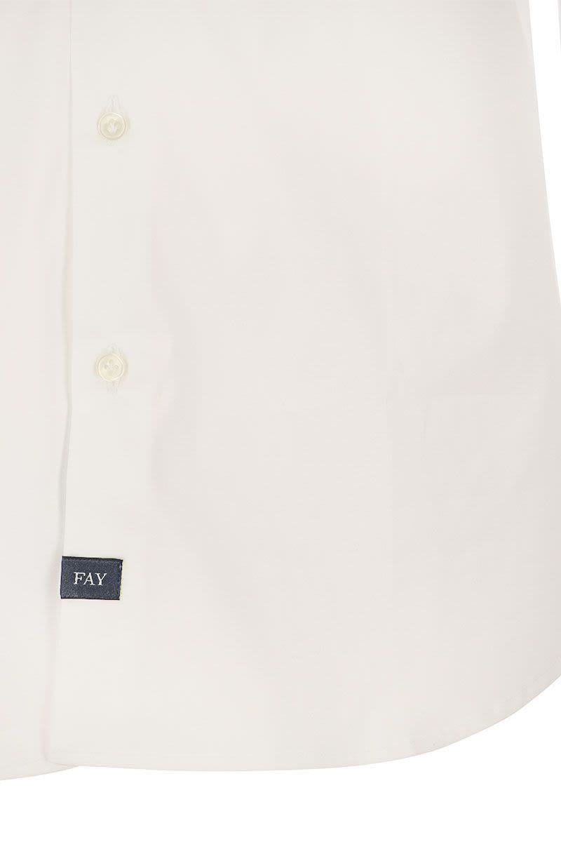 Fay Men Stretch French Collar Shirt In White
