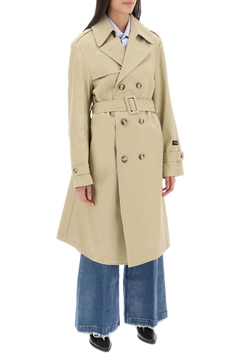 Shop Homme Girls Cotton Double-breasted Trench Coat In Beige