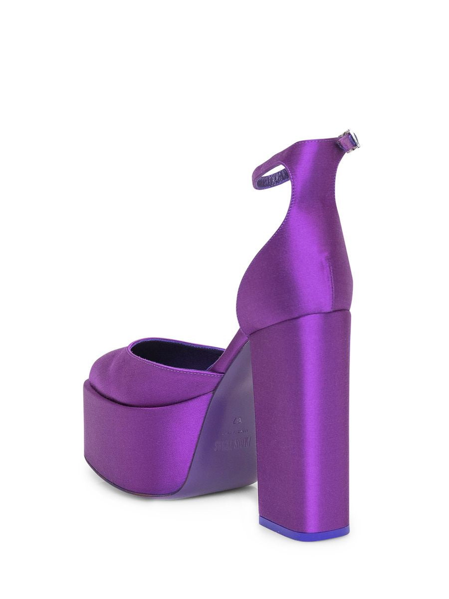 Shop Paris Texas Dalilah Satin Platform Sandals In Purple