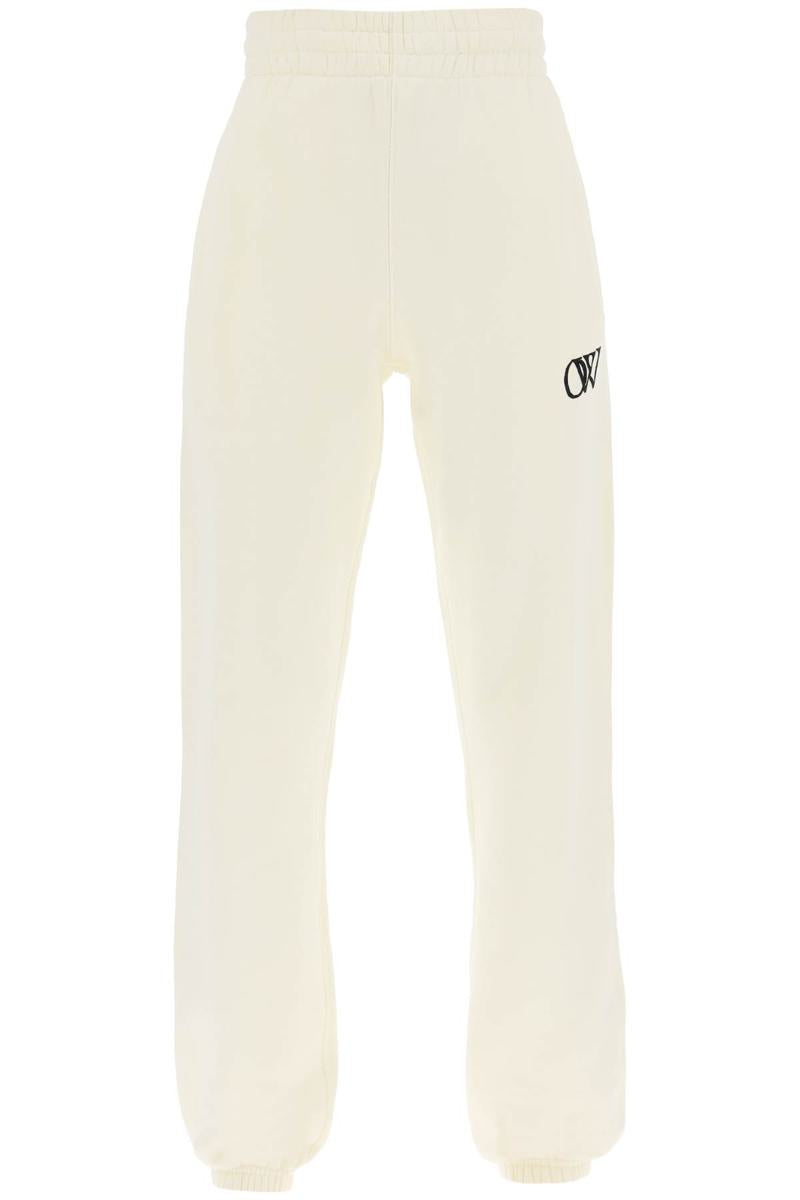 Shop Off-white Joggers With Flocked Logo In Bianco
