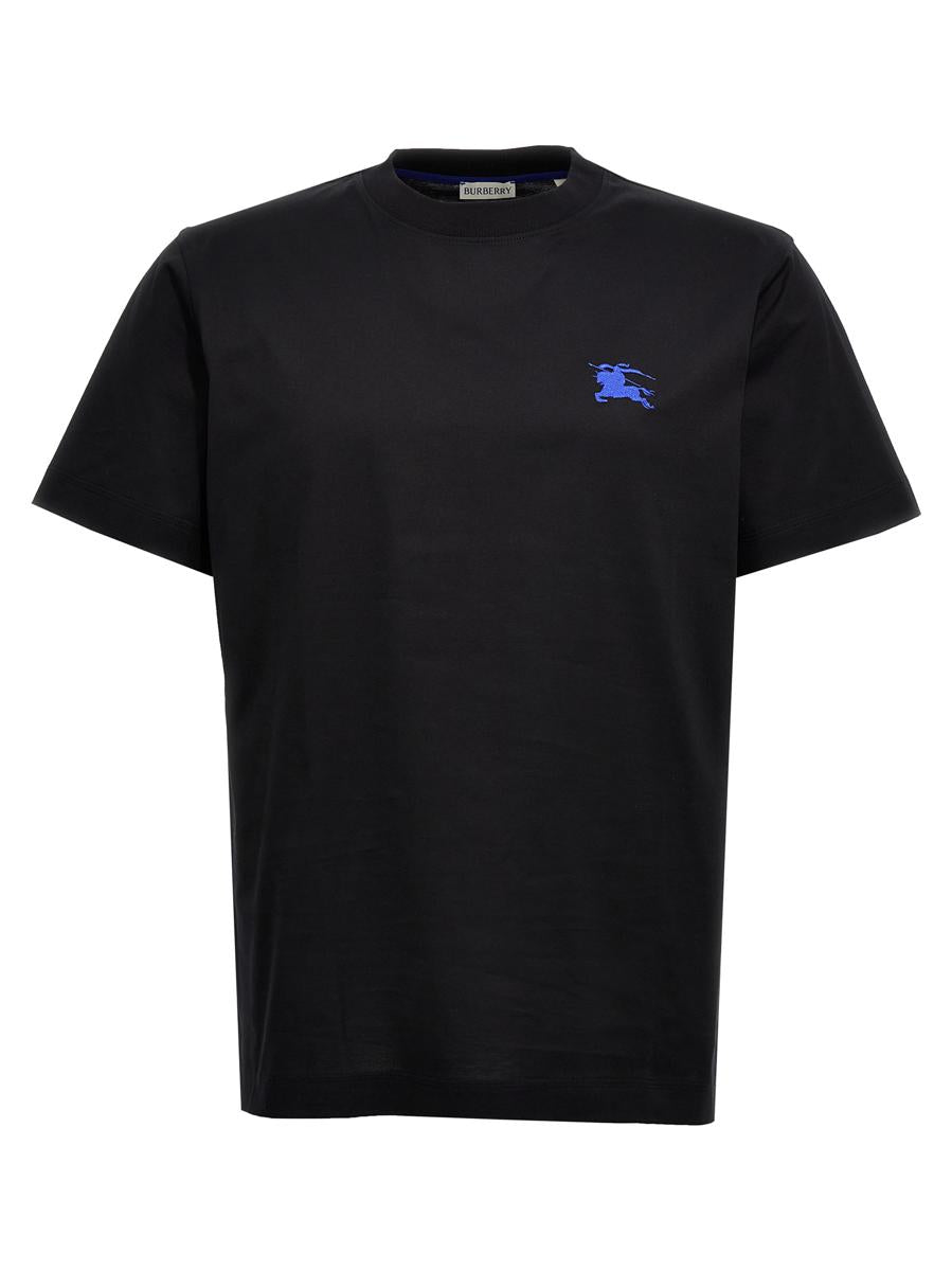 Burberry Logo Embroidery T-shirt In Black