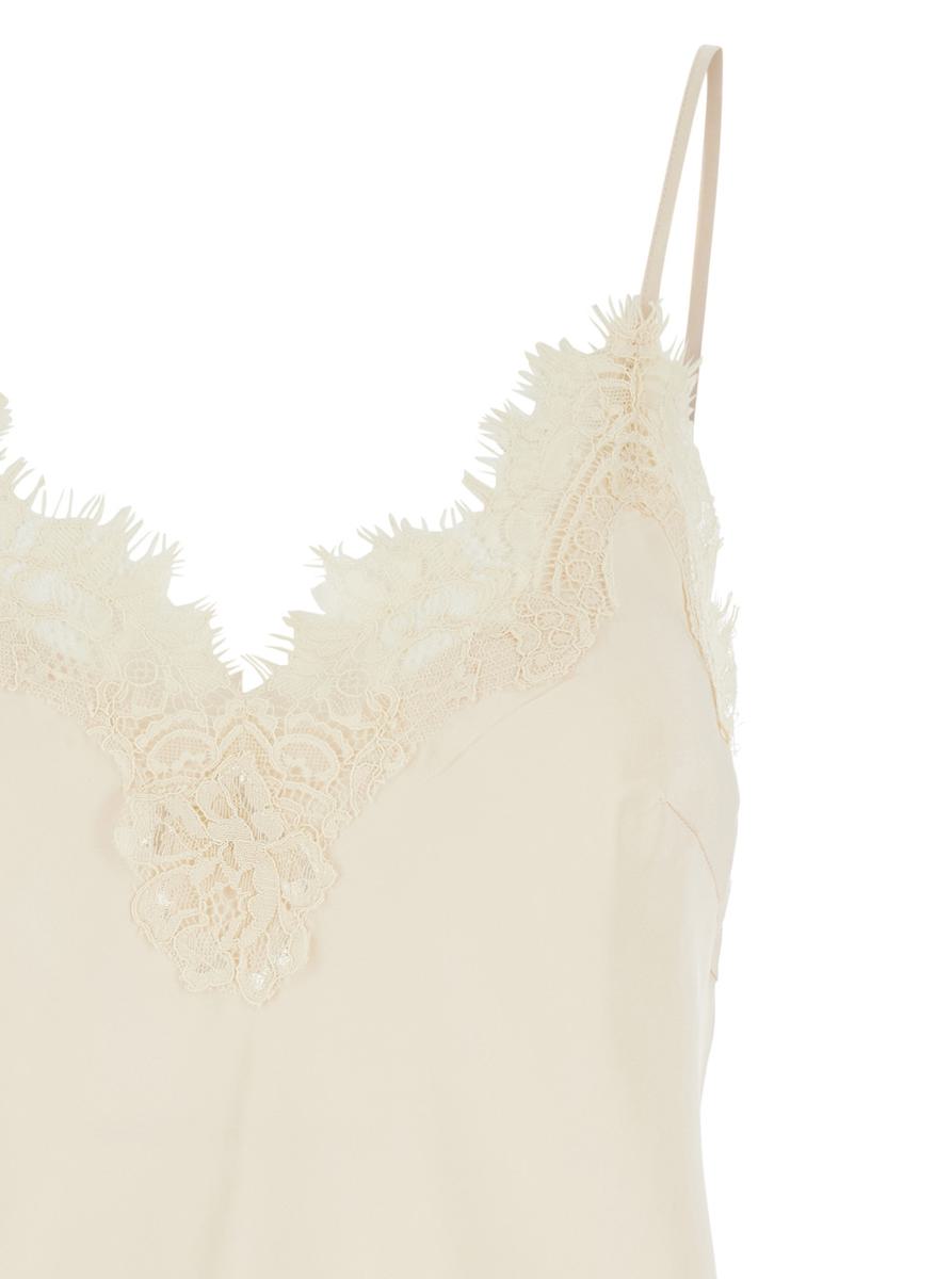 Shop Gold Hawk 'coco' White Camie Top With Tonal Lace Trim In Silk Woman