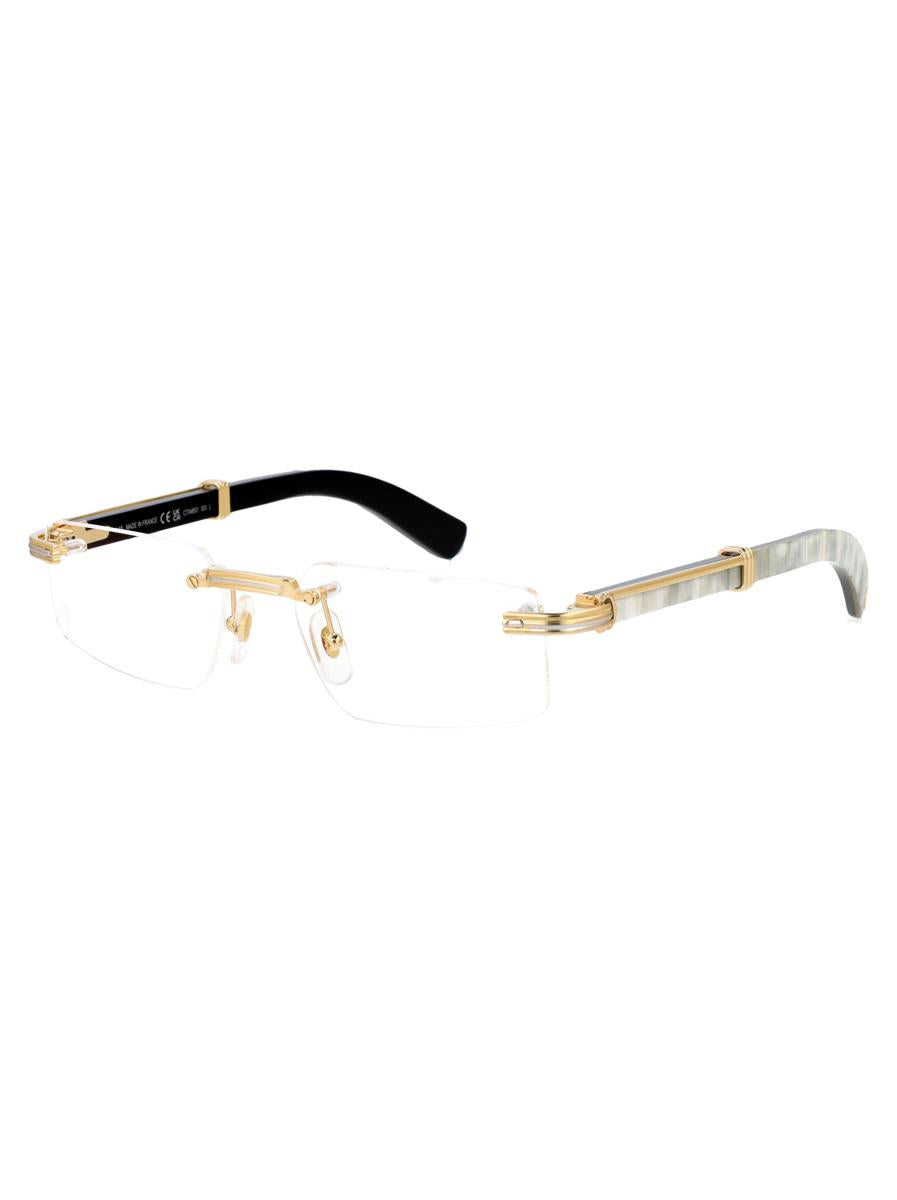 Shop Cartier Optical In 003 Gold White Transparent