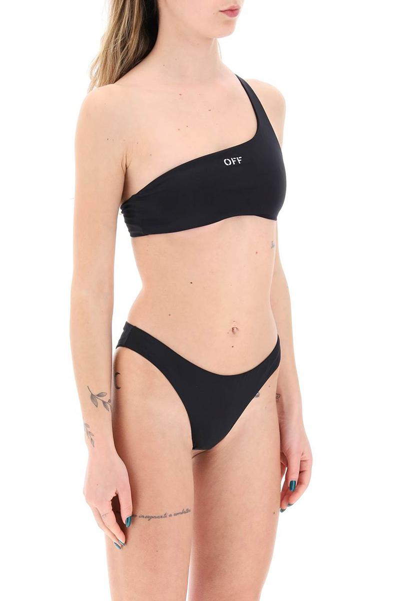 Shop Off-white Embroidered Logo Bikini Set With In Nero