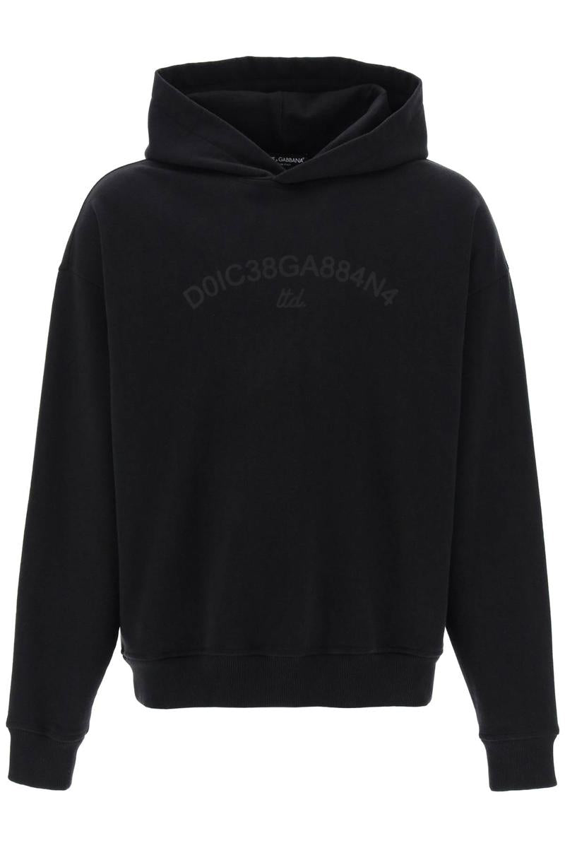 Dolce & Gabbana Hooded Sweatshirt With Logo Print In Nero
