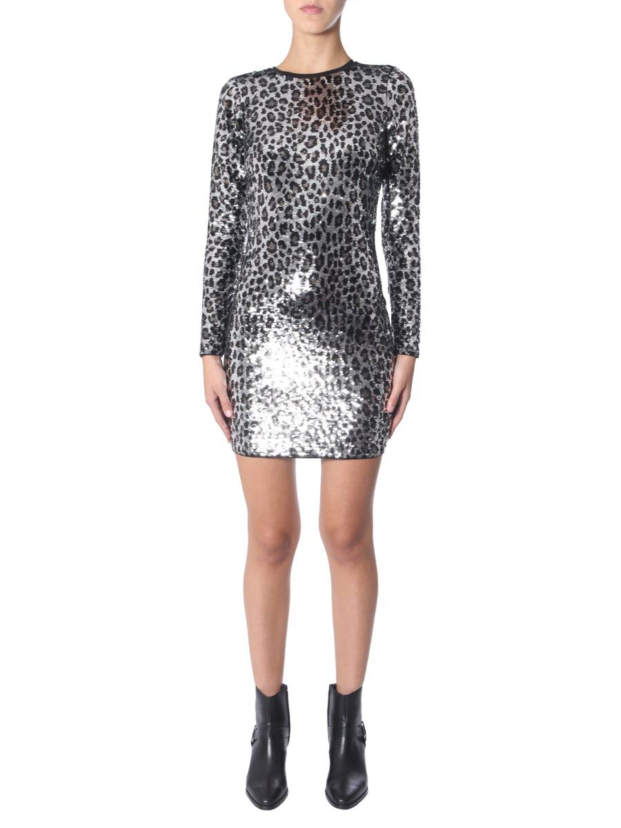 Shop Michael Kors Leopard Dress In Grey