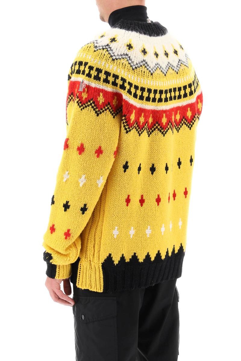 Shop Moncler Fair Isle Sweater In Wool And Alpaca In Giallo