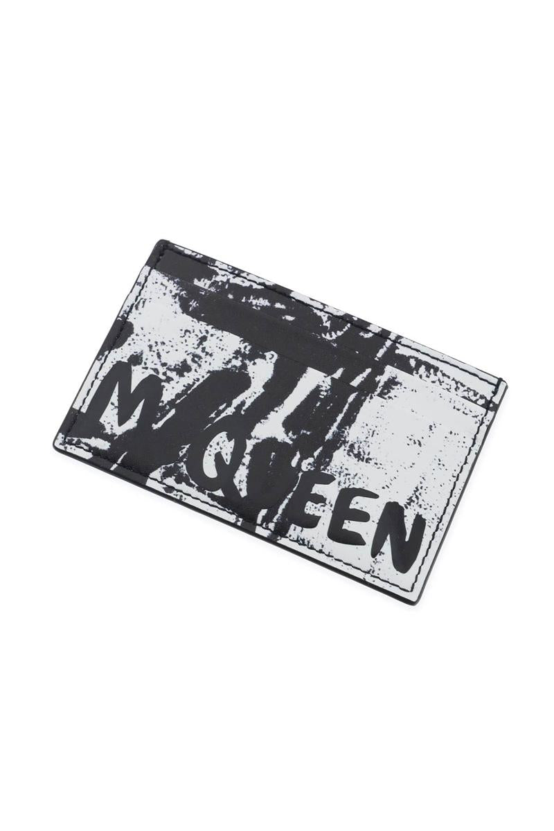 Shop Alexander Mcqueen Graffiti Cardholder In Nero