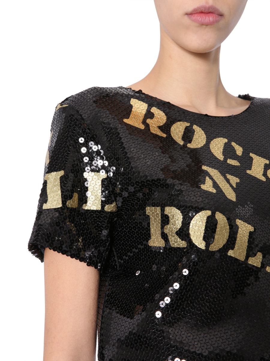 Shop Moschino T-shirt With Sequins In Black