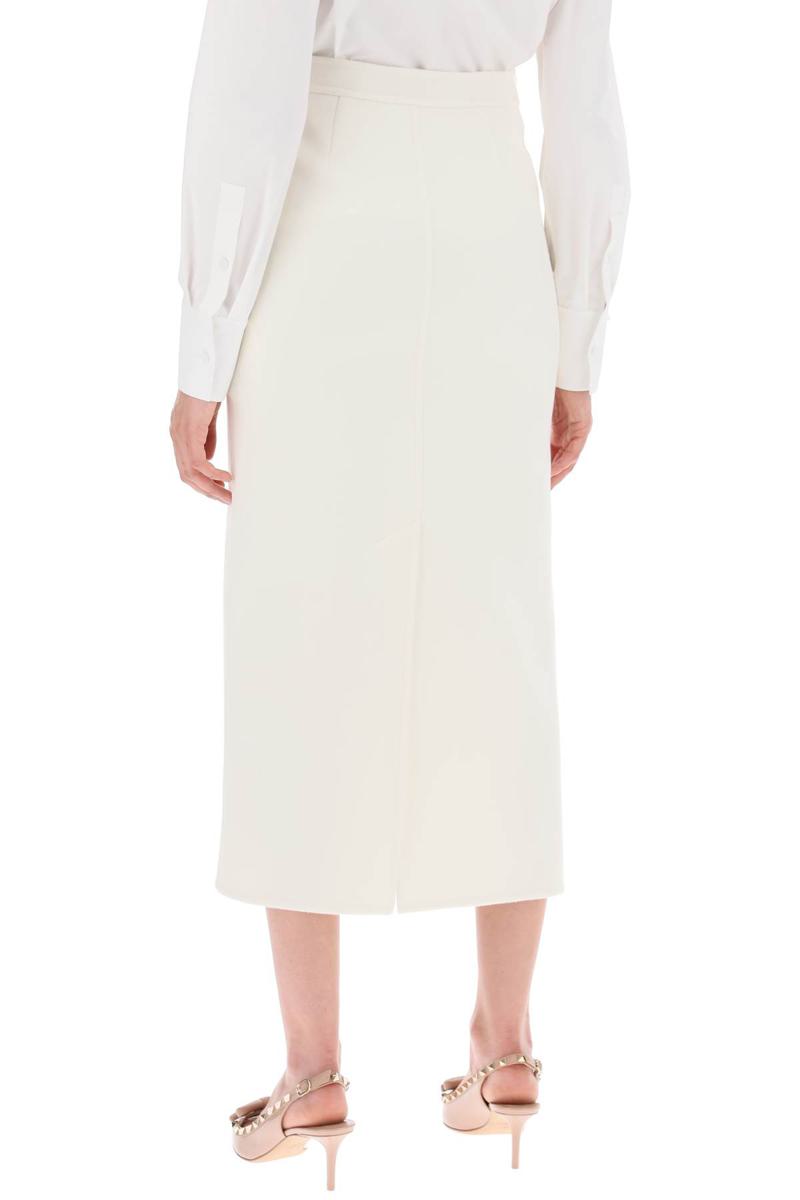 Shop Valentino Compact Drap Midi Skirt In Bianco