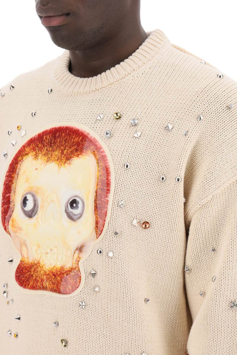 Shop Acne Studios "studded Pullover With Animation In Neutro