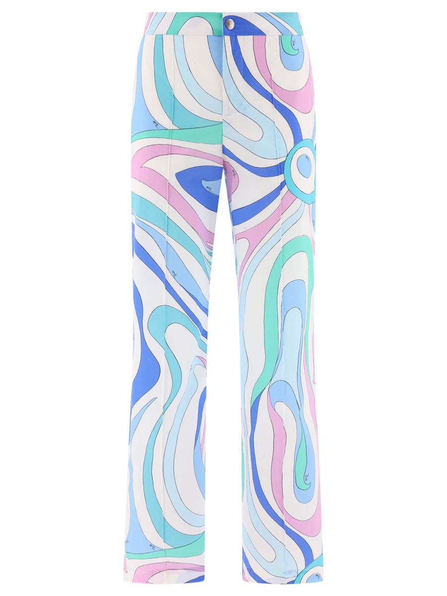 Shop Pucci Marmo-print Trousers In Blue