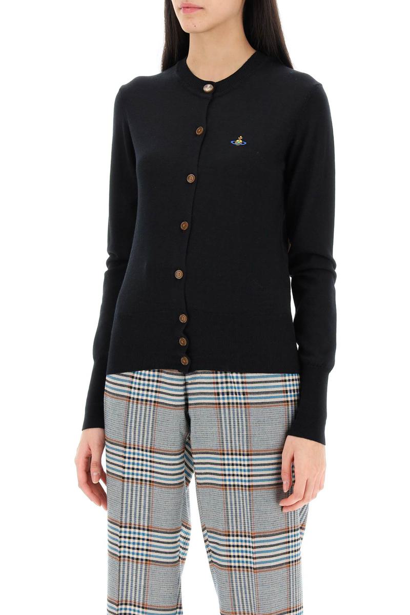 Shop Vivienne Westwood Bea Cardigan With Embroidered Logo In Nero