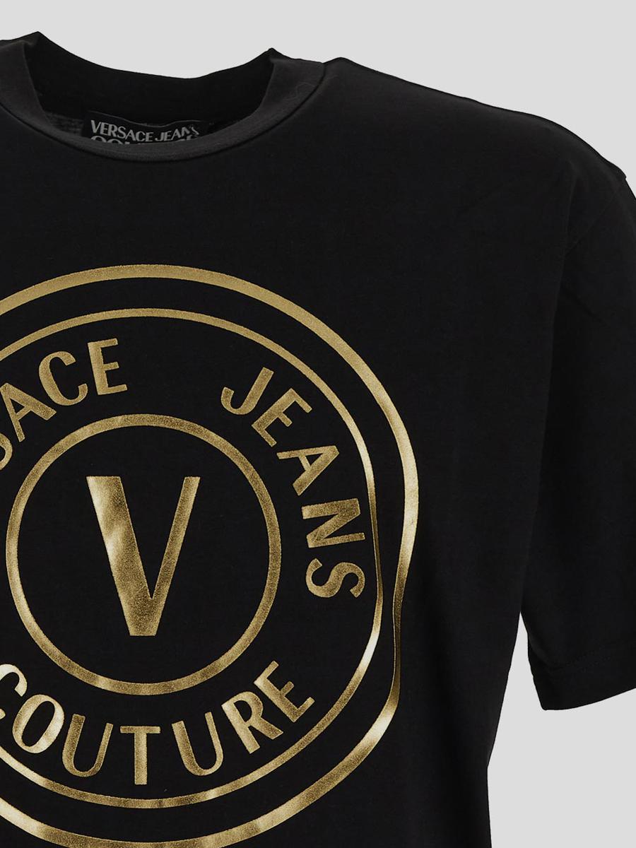 Shop Versace Jeans Couture T-shirts And Polos In Blackgold