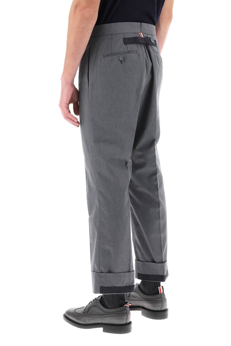 Shop Thom Browne Cropped Tailoring Pants In Grigio