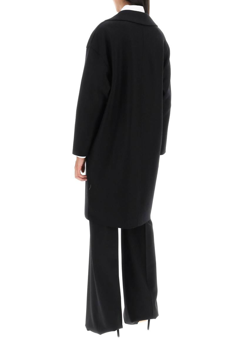 Shop Harris Wharf London Cocoon Coat In Pressed Wool In Nero