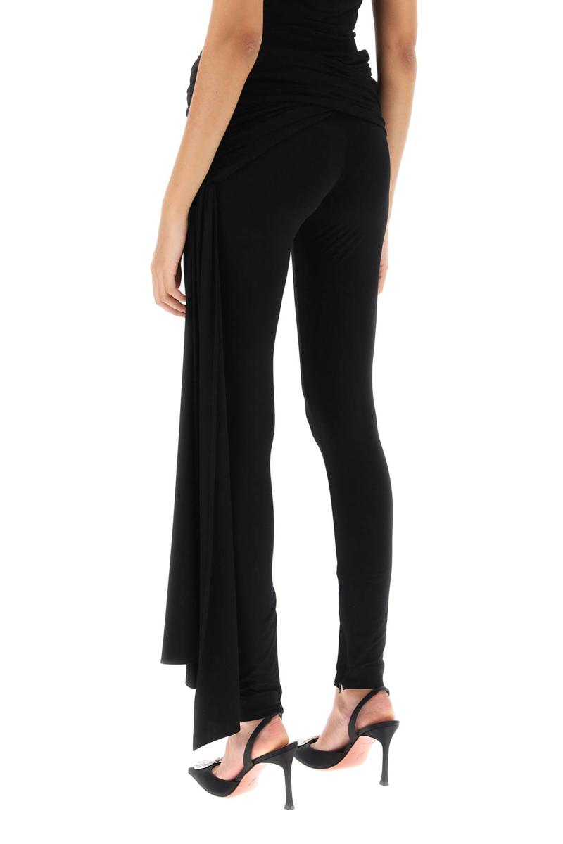 Shop Magda Butrym Draped Leggings With Sash In Nero