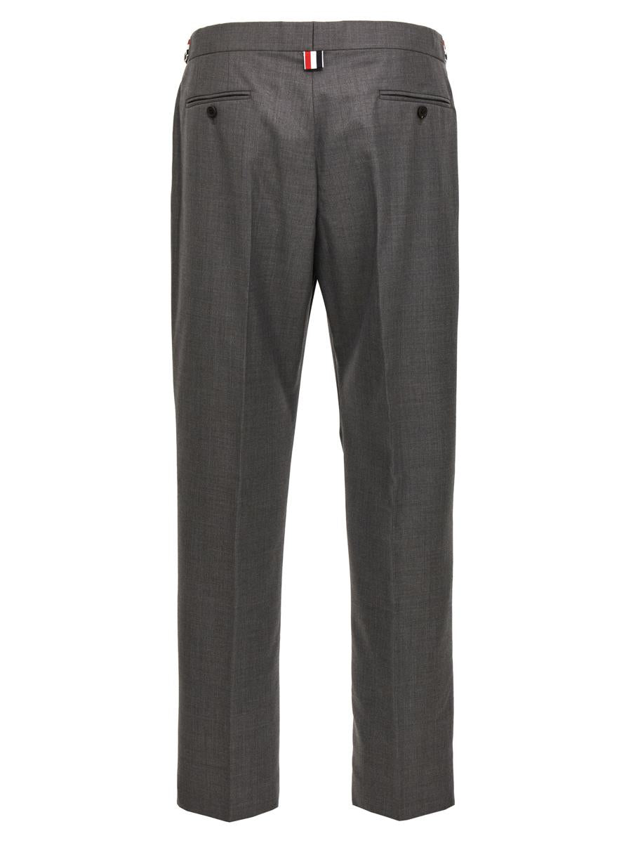 Thom Browne Backstrap Cropped Tailored Trousers In Gray