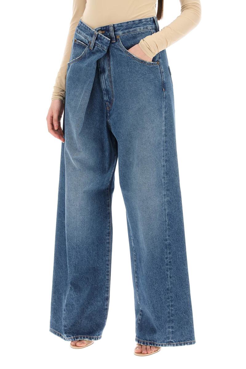 Shop Darkpark 'ines' Baggy Jeans With Folded Waistband In Celeste