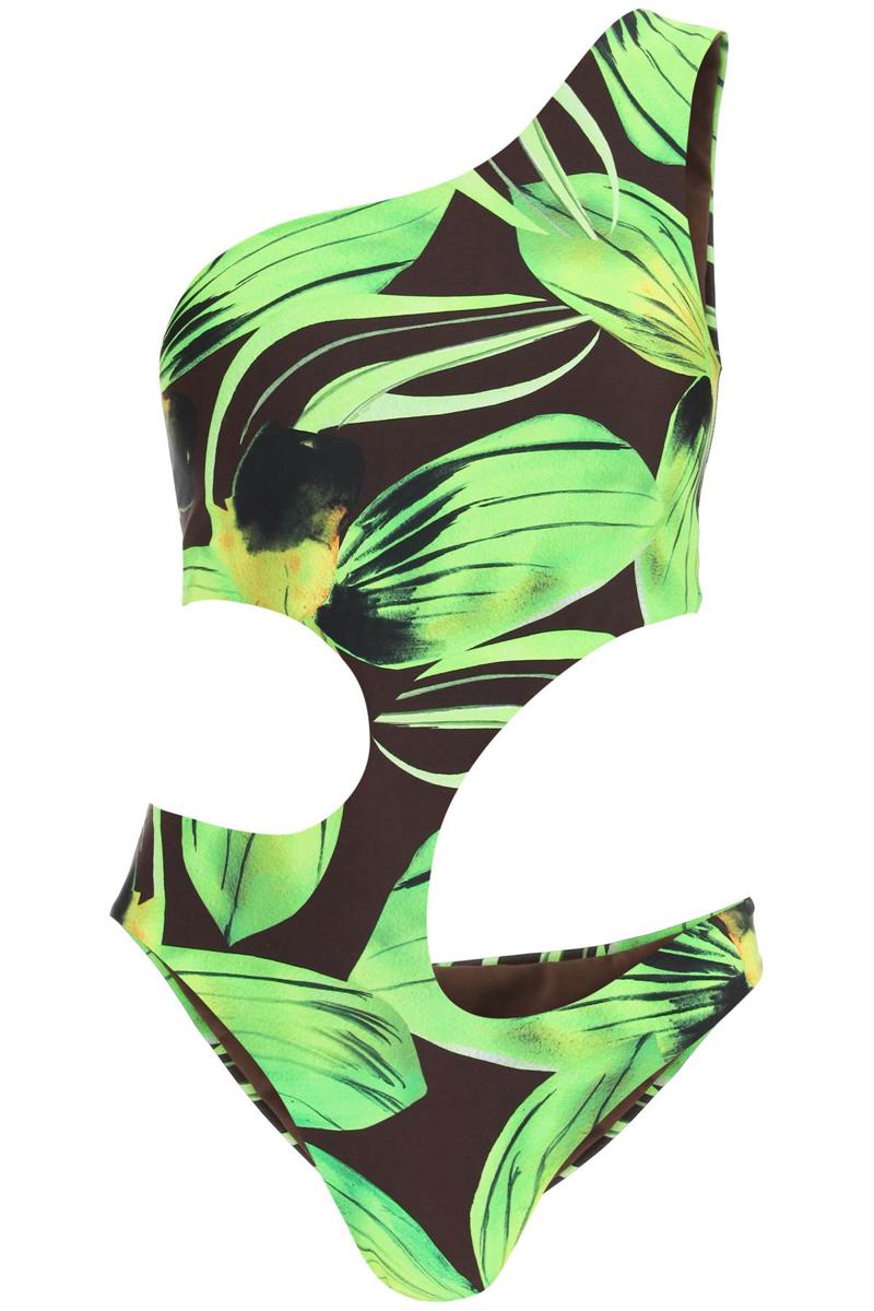 Shop Louisa Ballou 'carve' One-piece Swimsuit With Cut Outs In Verde