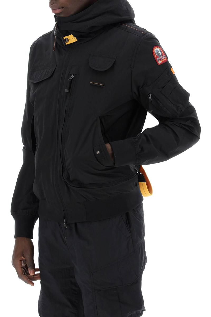 Shop Parajumpers Gobi Hooded Bomber Jacket In Nero