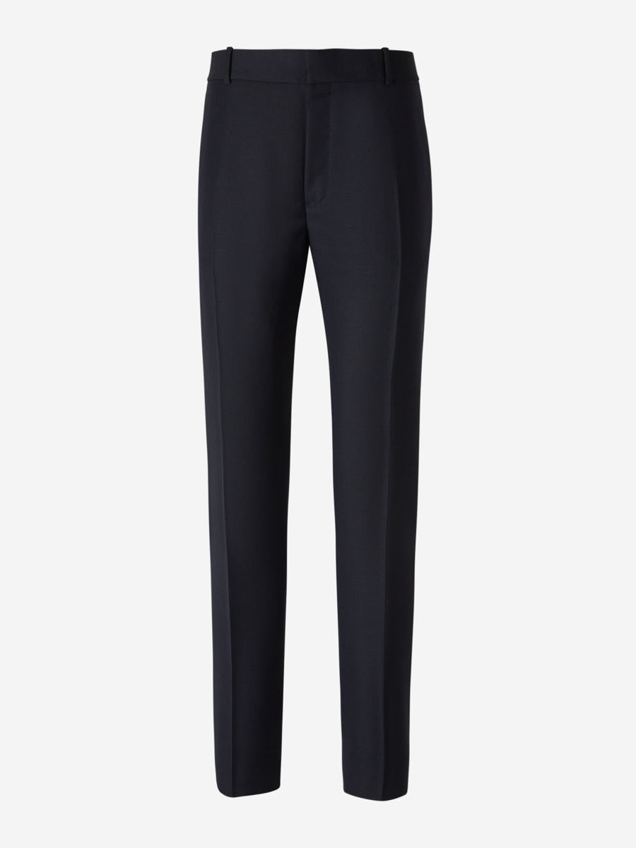 Shop Alexander Mcqueen Wool And Mohair Trousers In Midnight Blue