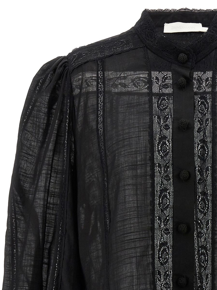 Shop Zimmermann 'halliday Lace Trim' Shirt In Black