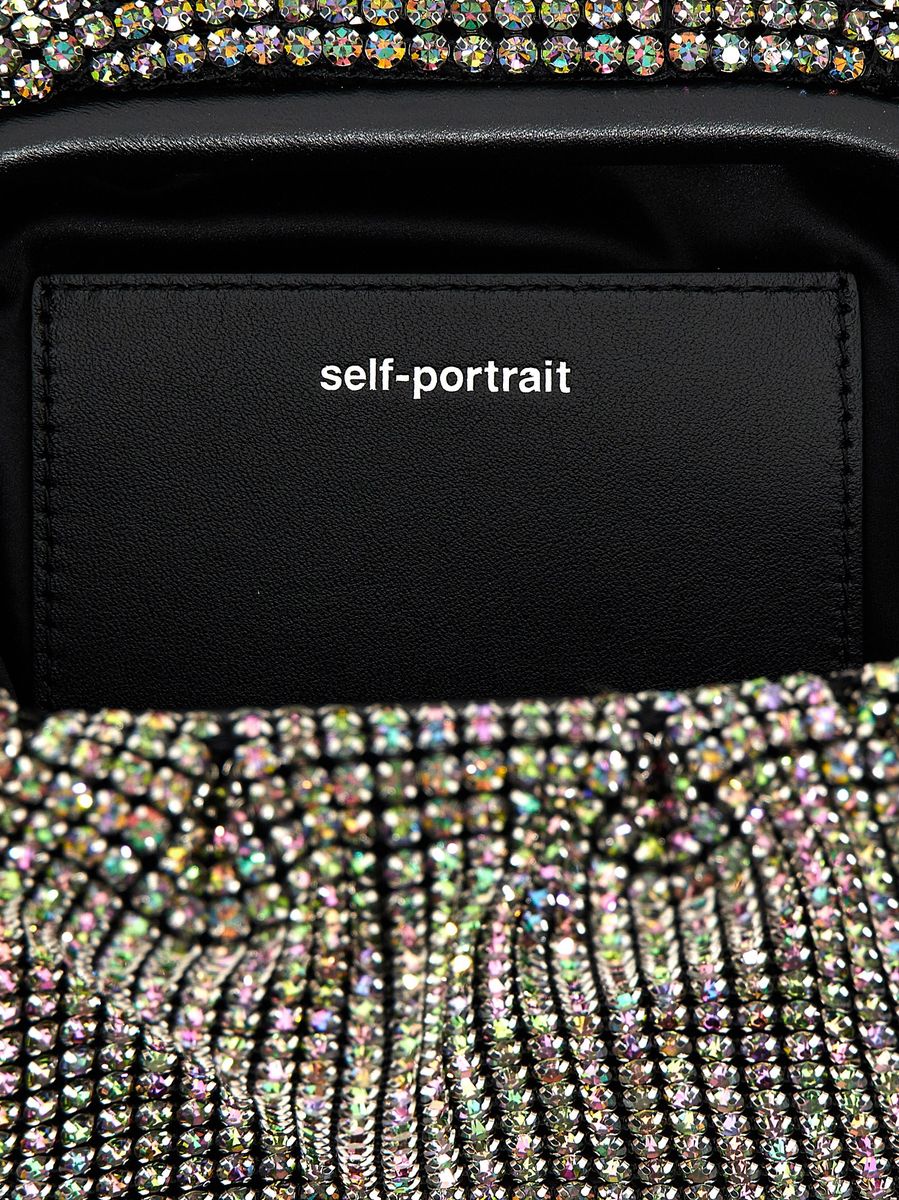 Shop Self-portrait 'rhinestone' Silver Polyester Clutch Bag