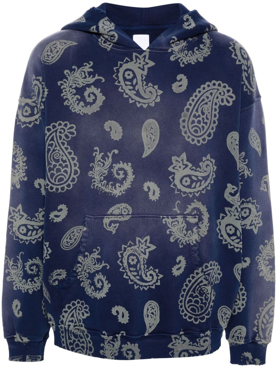 Shop Alchemist Paisley Print Cotton Hoodie In Blue