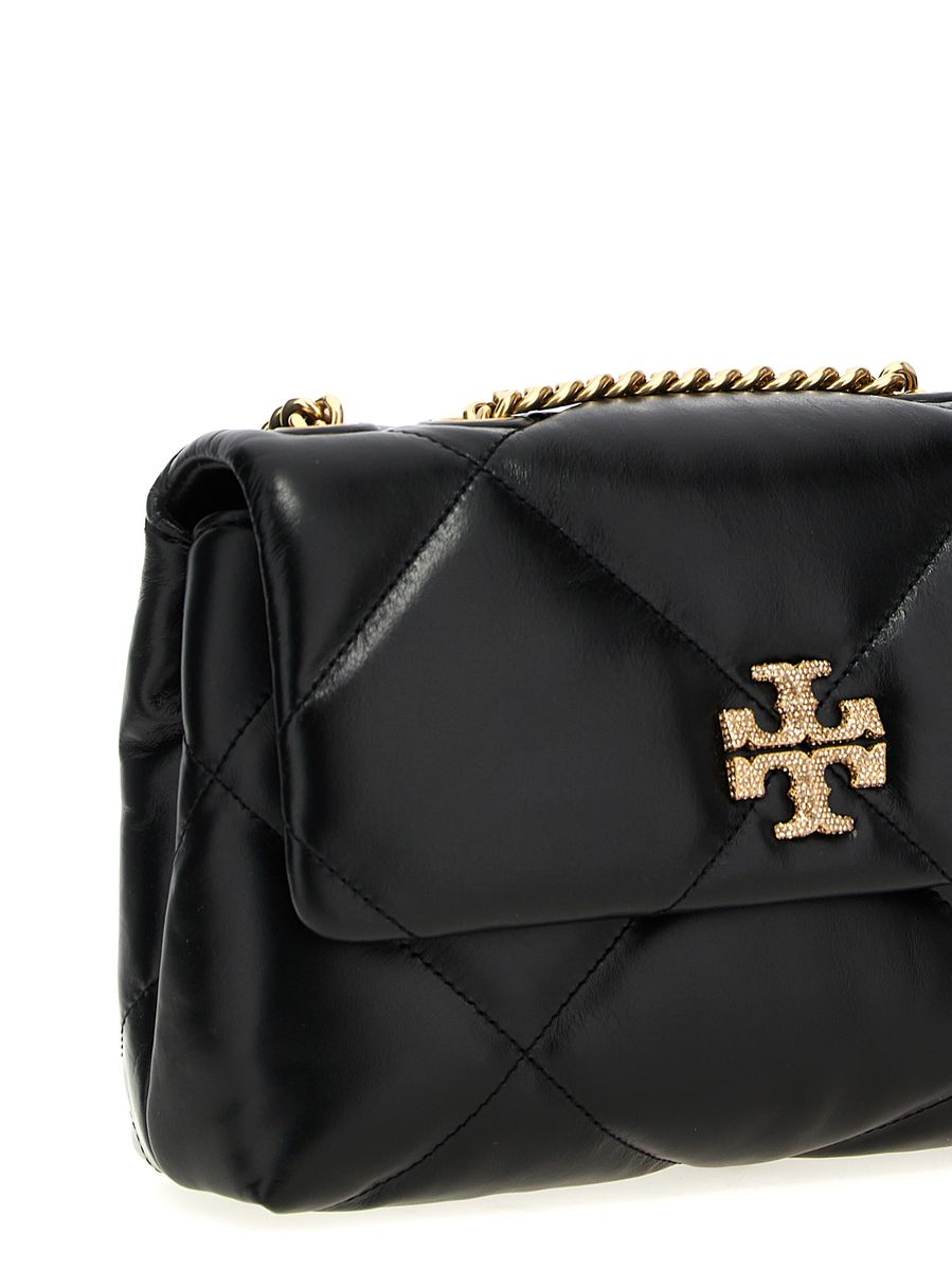 Shop Tory Burch 'kira Diamond Quilt Pave Small' Shoulder Bag In Black