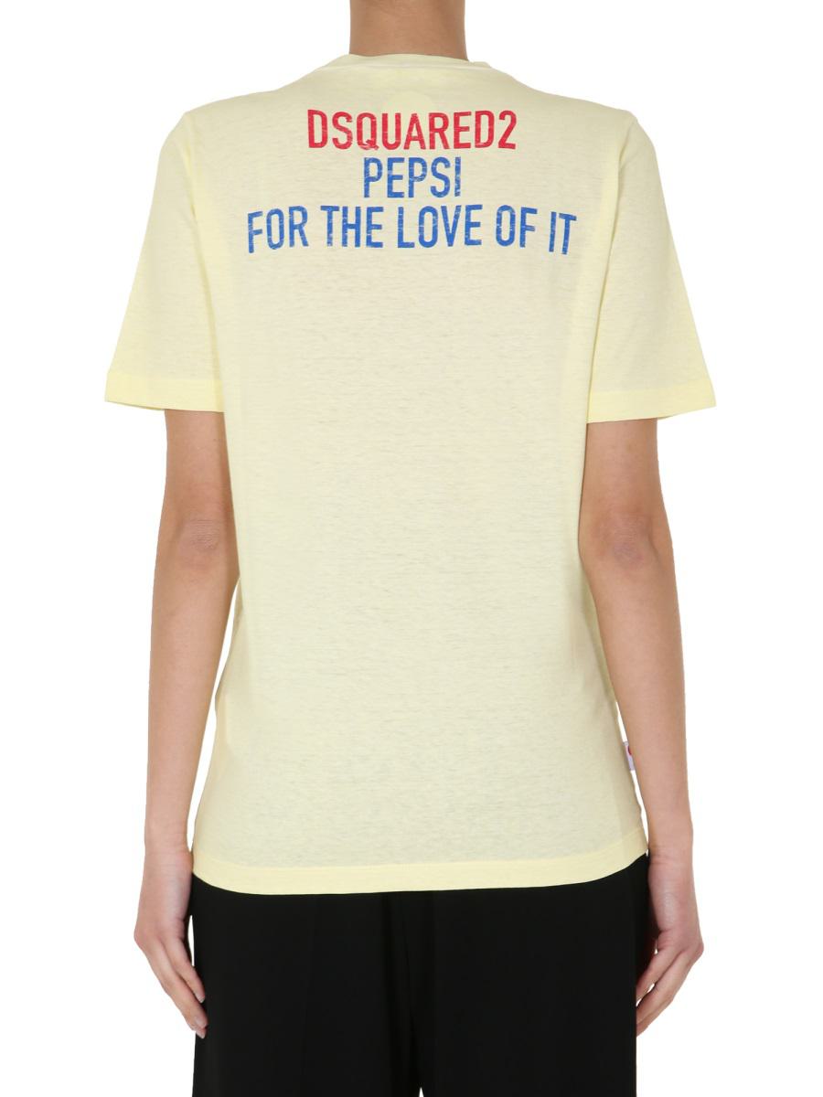 Shop Dsquared2 "pepsi" T-shirt In Yellow