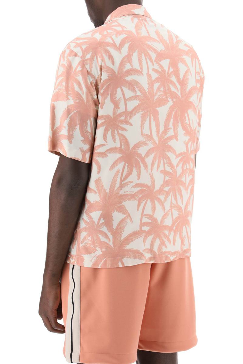 Shop Palm Angels Bowling Shirt With Palms Motif In Rosa