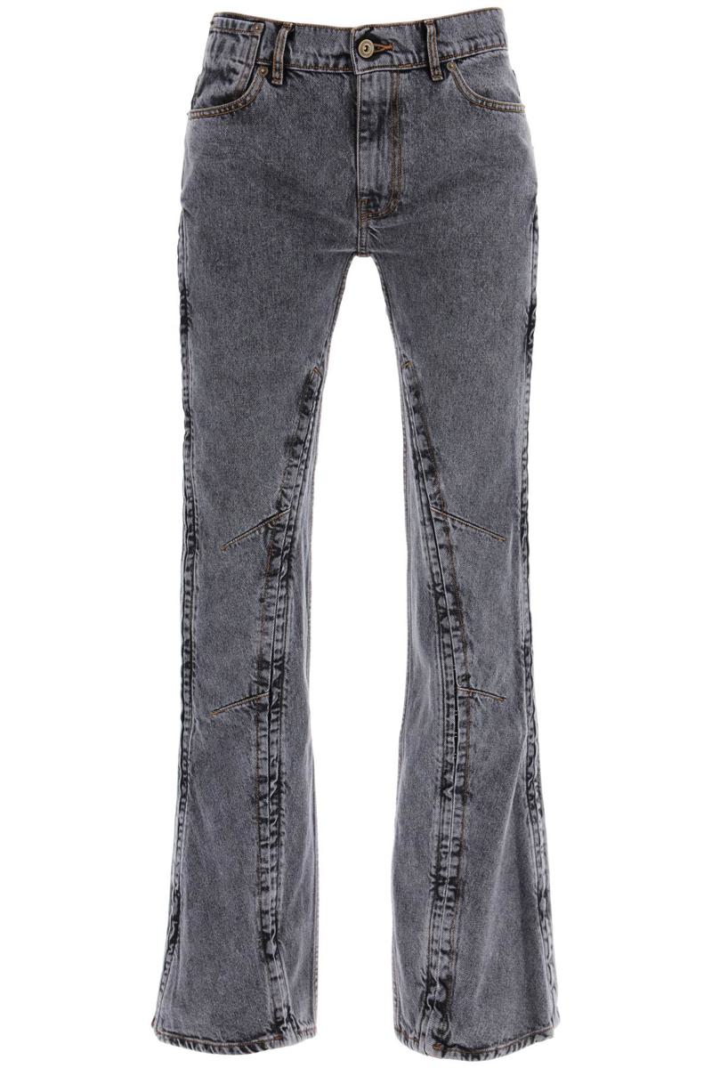 Shop Y/project Hook-and-eye Flared Jeans In Nero