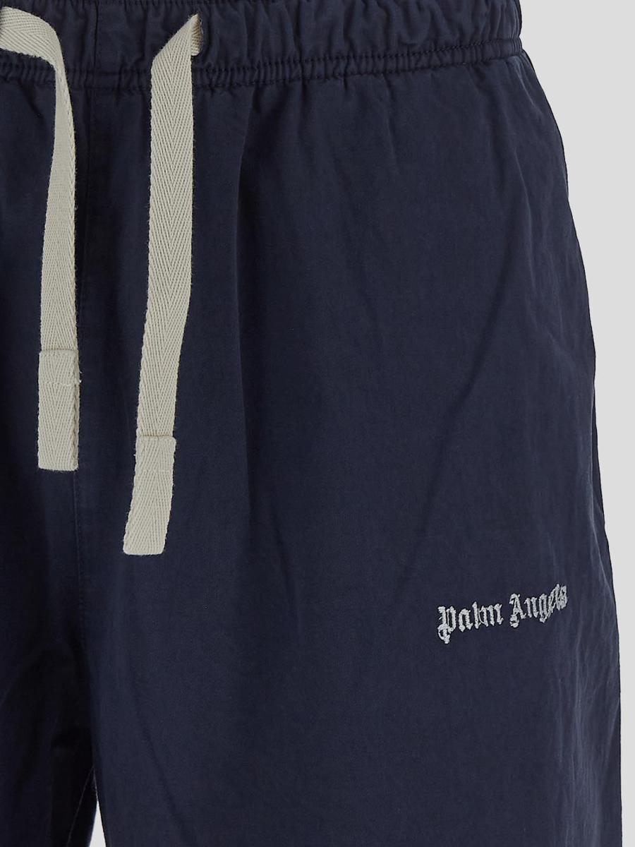 Shop Palm Angels Trousers In Navyblueoffwhite