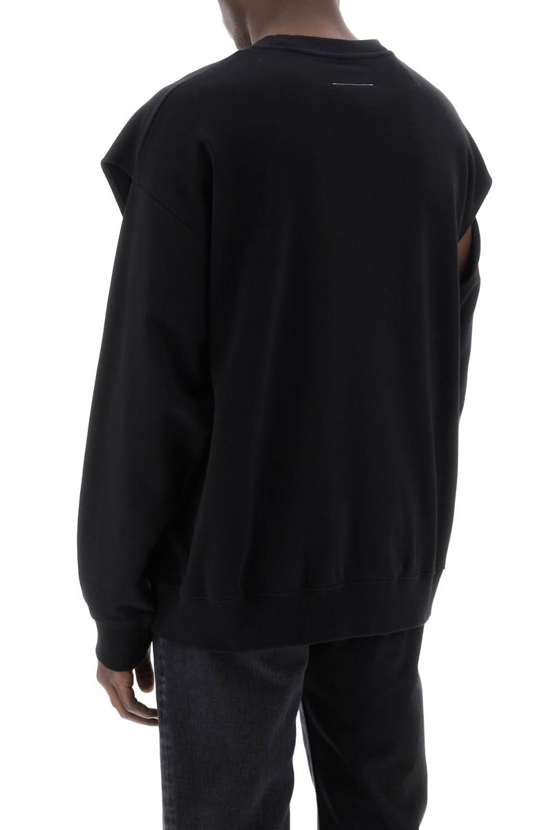 Shop Mm6 Maison Margiela "sweatshirt With Cut Out And Numeric In Nero